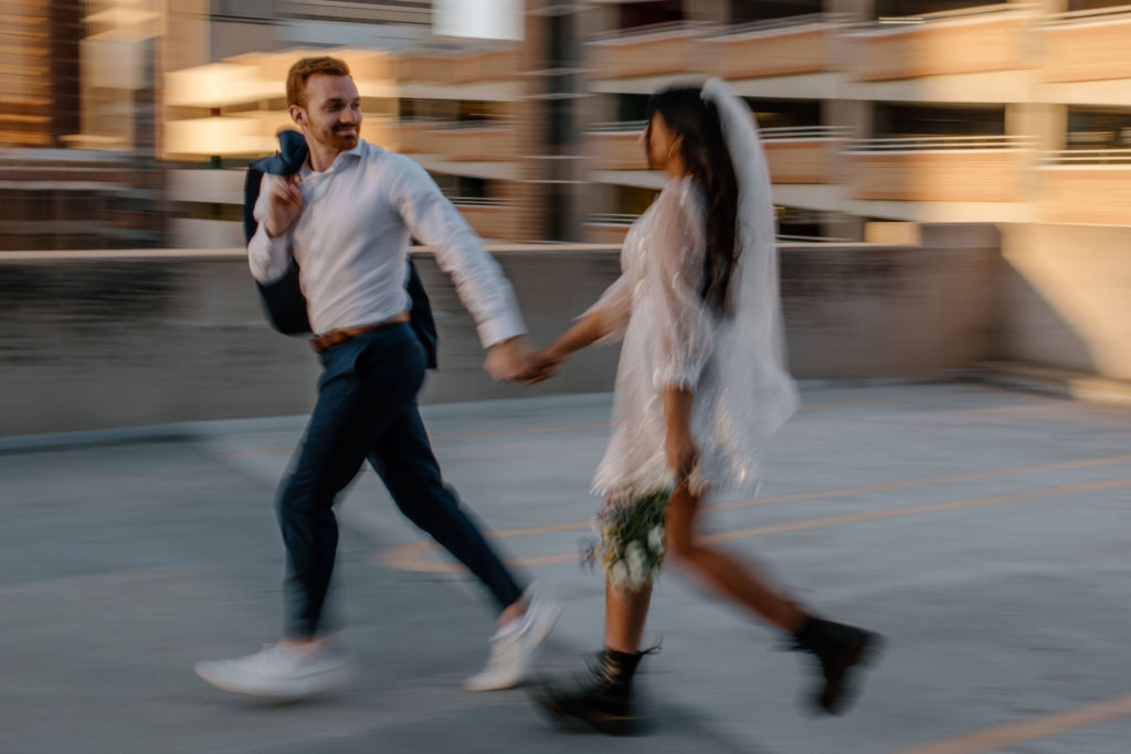 blurred image of eloping couple